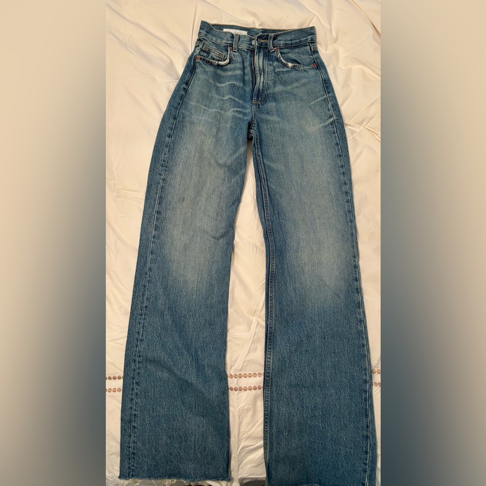Zara Classic Wide Leg Blue Denim Jeans